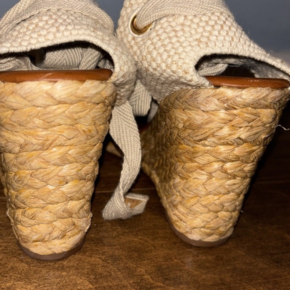 BCBGMAXAZRIA Denim Wedge Ankle Lace Sandals - Picture 7 of 8